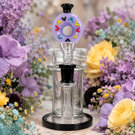 Lavender Donut Diffuser Percolator Glass Water Pipe 14mm Bowl 8.5 inches