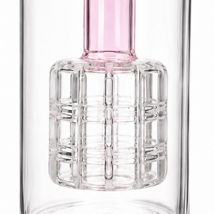 Pink 14mm Glass Ash Catcher Cage Percolator Clear 4.75 inch