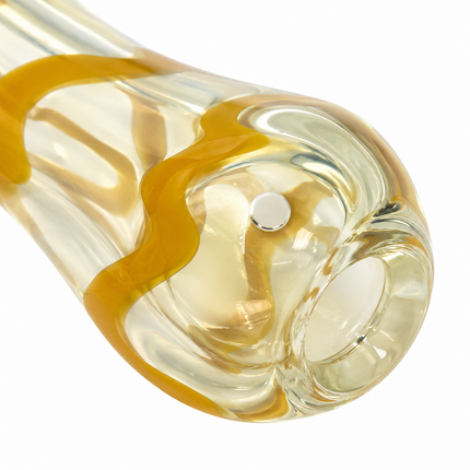 [2PC Bundle] Honey Blush Spiral Glass Hand Pipes Amber Pink Clear 3 Inch