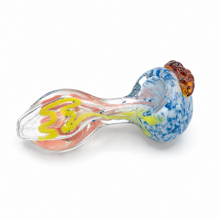 Pastel Ribbon Glass Spoon Pipe 4 Inch Yellow Pink Blue Hand Pipe
