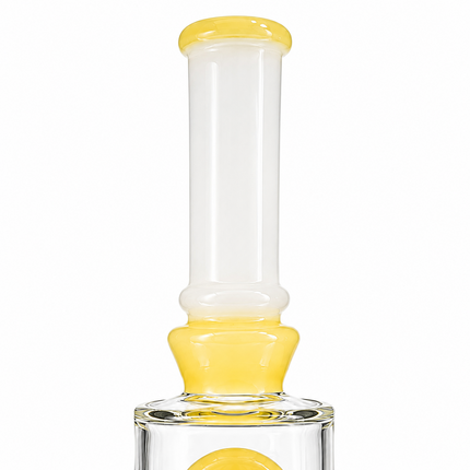 Milky Yellow Bottle Glass Bong with Donut Percolator & Bowl - 7.5 inch