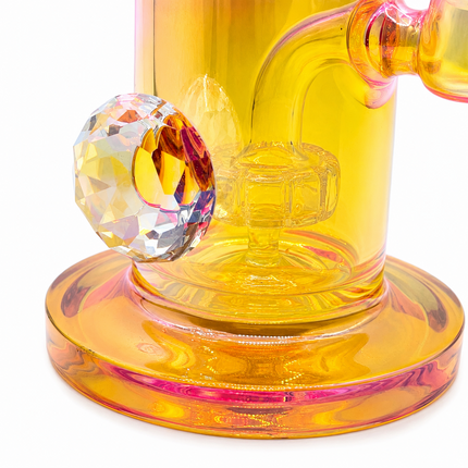 Princess Chrome Pink Glass Bong with Diamond Centerpiece – 7.5 Inch w/ 14mm bowl
