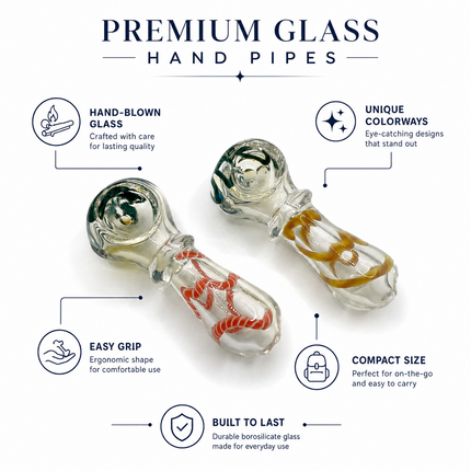 [2PC Bundle] Desert Coil Twist Body Glass Hand Pipe Set Clear Swirl Design