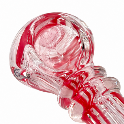 [2PC Bundle] Candy Ribbon Swirl Glass Hand Pipes 3 Inch Assorted Colors
