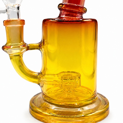 Sunset Chrome Red Yellow Glass Bong Internal Perc 14mm Bowl 8.5 Inch