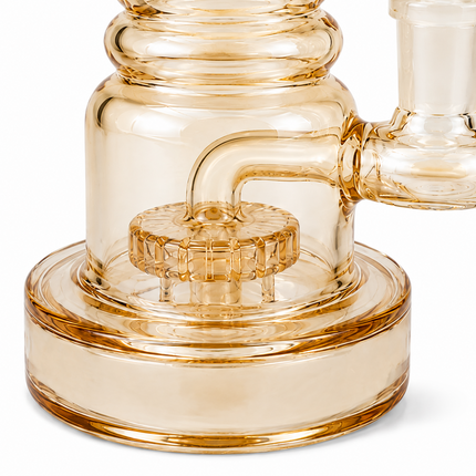 Gold Mirror Chrome Bent Neck Glass Water Pipe Internal Percolator 8 inch