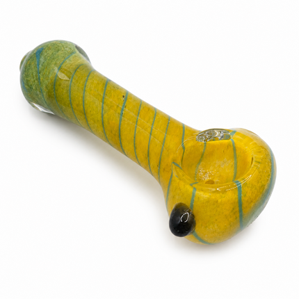 Sun Yellow Spiral Glass Spoon Pipe with Black Accent – 4.5 Inch Hand Pipe