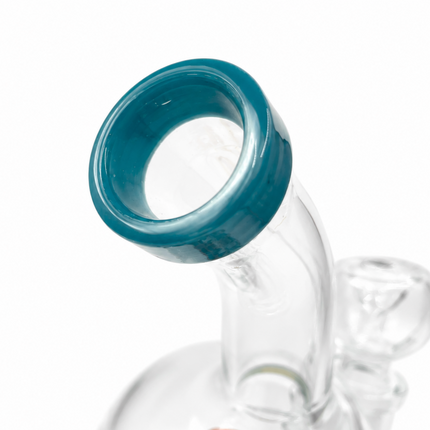 Teal Orb Perc Mini Glass Water Pipe – 6–6.5 Inch Round Bong with Bowl