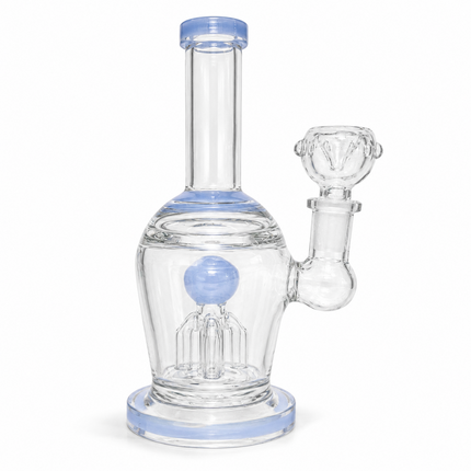 Light Blue Glass Water Pipe Clear Octopus Percolator Tree Perc 7.5 inch