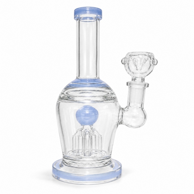 Light Blue Glass Water Pipe Clear Octopus Percolator Tree Perc 7.5 inch