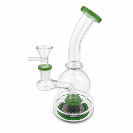 Emerald Mandala Green Sphere Glass Bong Disc Percolator 14mm Bowl 7 Inch