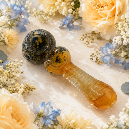 Golden Ember Double Bowl Twist High Quality Glass Hand Pipe 4.5 Inch