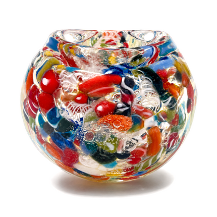 Carnival Splash Mini Glass Spoon Pipe with Multicolor Confetti - 3–3.5 Inch