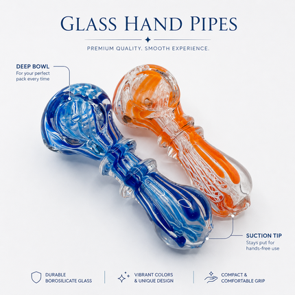 [2PC Bundle] Ocean Citrus Lace Glass Hand Pipes Blue Orange 3 Inch