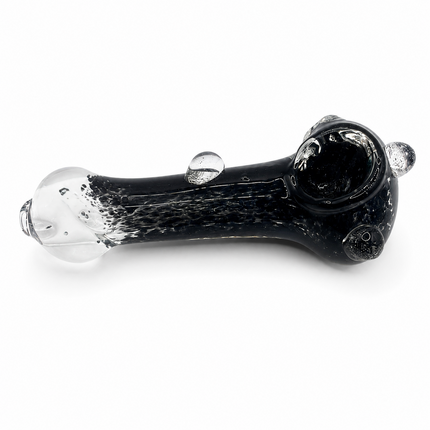 Onyx Black Bubble Accent Glass Spoon Pipe – 4.5 Inch Black Hand Pipe
