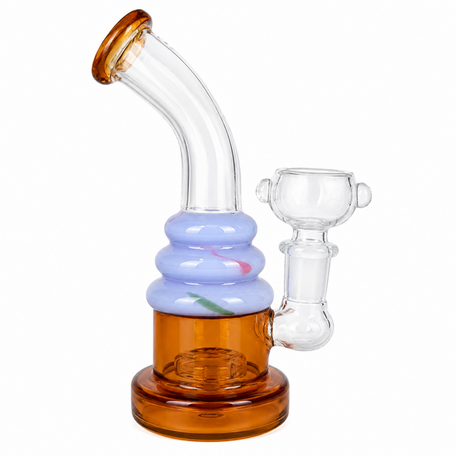 Amber Sprinkle Cupcake Disc Percolator Water Pipe 14mm Bowl 6 inch