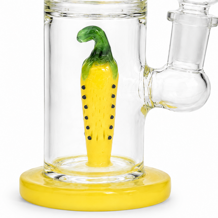 Yellow Pepper Straight Tube Glass Water Pipe 14mm 6.5 inch