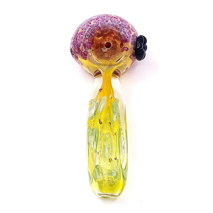 Cherry Crackle Glass Spoon Pipe with Honey Handle – 4 Inch Hand Pipe Deep Bowl