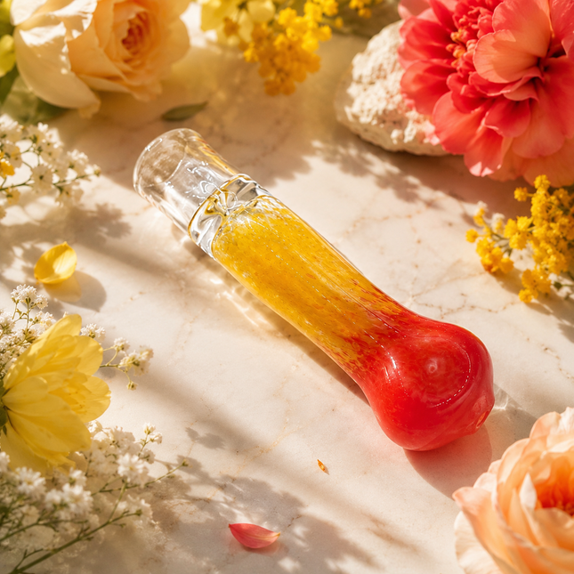 Sunset Blaze Handcraft Glass Chillum Pipe Yellow Red Gradient 3~3.5 inch