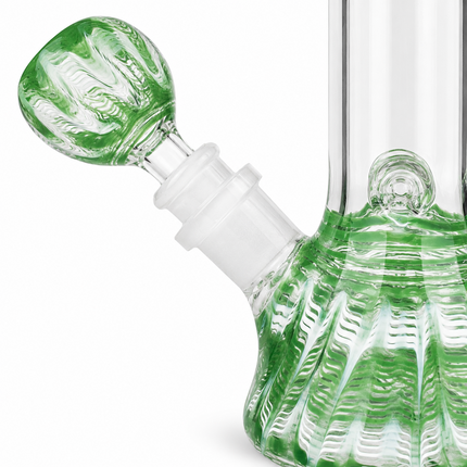 Emerald Ripple Green 10-Inch Ice Catcher Glass Water Pipe with Bowl