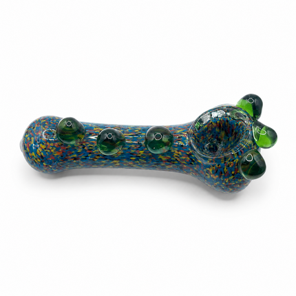 Confetti Splash Handcraft Glass Spoon Pipe Blue Multicolor Speckled 4.5 inches