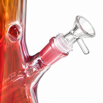 Gold Red Chrome Hexagon Glass Water Pipe Ice Catcher 14mm Bowl 10.5 inch