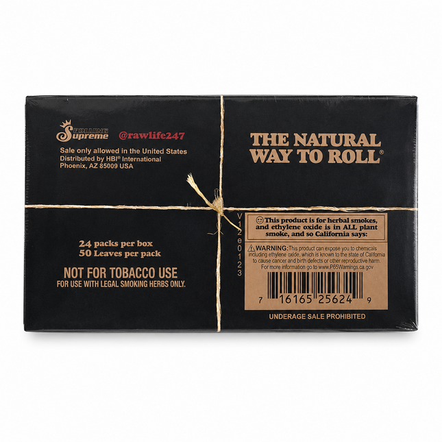 RAW Black 1 1/4 Rolling Papers Box - 24 Packs, 50 Leaves Per Pack