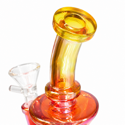 Mini Red Gold Chrome Recycler Glass Bong with Bowl & Loop Handle - 6 inch