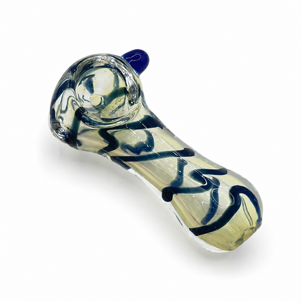 [2PC Bundle] Ruby Sapphire Wave Handcraft Glass Pipes Red Blue 3 inch
