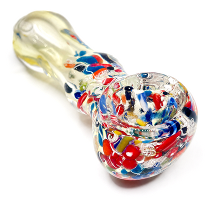 Carnival Splash Mini Glass Spoon Pipe with Multicolor Confetti - 3–3.5 Inch
