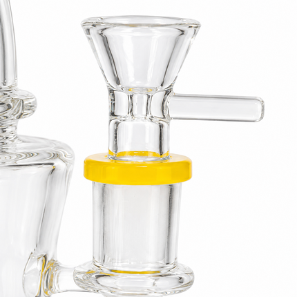 Sunny Mammoth Disc Perc Dandelion Accent Glass Bong Yellow Blue Clear 10 Inch