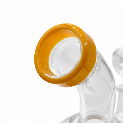 Yellow Orb Perc Mini Glass Water Pipe – 6–6.5 Inch Round Bong with Bowl