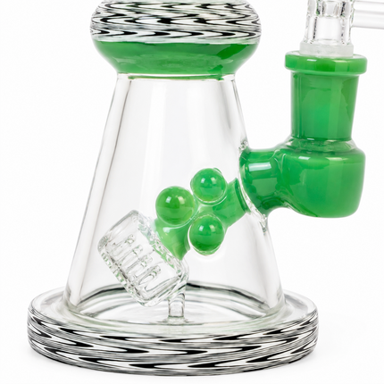 Green Black Wave Glass Water Pipe Cage Percolator Bent Neck 9 inch