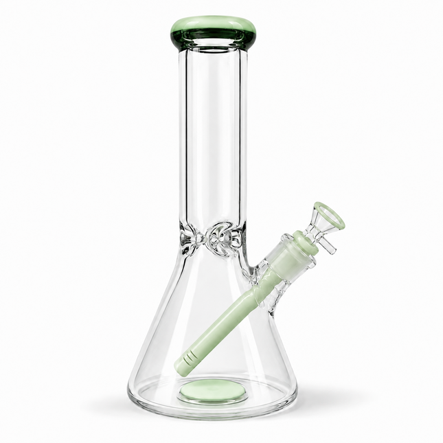 Milky Green Thick Glass Beaker Water Pipe Ice Catcher 14mm Bowl 10 inch