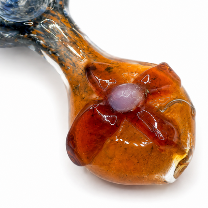 [2PC Bundle] Sunset Bloom Flower Accent Glass Hand Pipes Assorted Colors 4 Inch