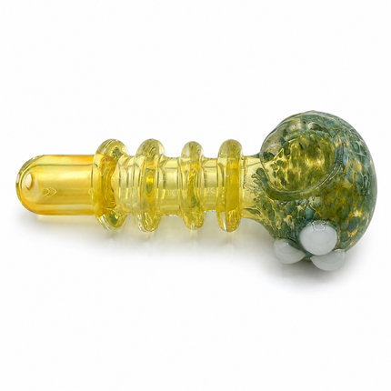 Yellow Moss Grip Glass Spoon Pipe 4 Inch Green Yellow Hand Pipe