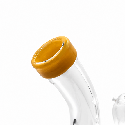Clear Yellow Dome Perc Mini Glass Bong – 6 Inch 14mm Bowl Bent Neck Water Pipe