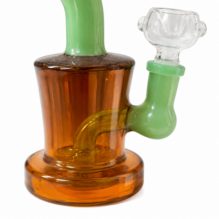 [4PC Bundle] 2 Amber Green 2 Dark Gray Yellow Mini Glass Water Pipe Set 6 Inch