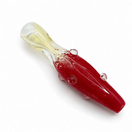 [2PC Bundle] Crimson Honey Handcraft Glass Chillum Pipes Red Amber 3~3.5 inch