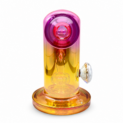 Princess Chrome Pink Glass Bong with Diamond Centerpiece – 7.5 Inch w/ 14mm bowl