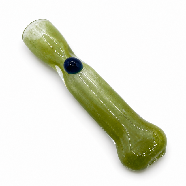 Olive Tide Handcraft Glass Chillum Pipe Green Blue 3~3.5 inch