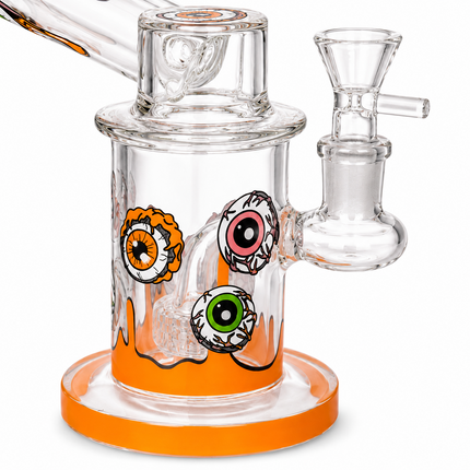 Orange Microscope Eyeball Glass Water Pipe 14mm Bowl 6.5 inch