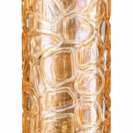 Honey Chrome Rose Gold Textured Straight Tube Glass Bong 14mm Bowl – 12 Inch