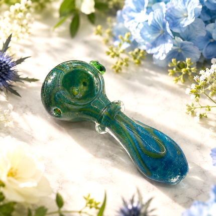 Emerald Tide Handcraft Glass Pipe Teal Green Art Glass 4-4.5 inch