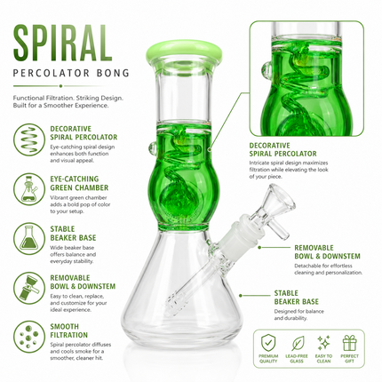 Neon Lime Freezer Ready Glycerin Beaker Glass Bong 14mm Bowl 8.5 inch