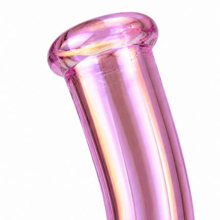 Pink Mirror Chrome Bent Neck Glass Water Pipe Removable Bowl 10 inch