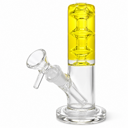Yellow Glycerin Freezer Liquid Glass Bong – 7 Inch with Cooling Chamber
