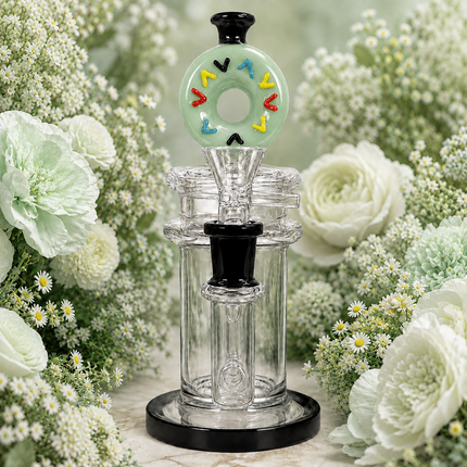 Light Green Donut Diffuser Percolator Glass Water Pipe 14mm Bowl 8.5 inches