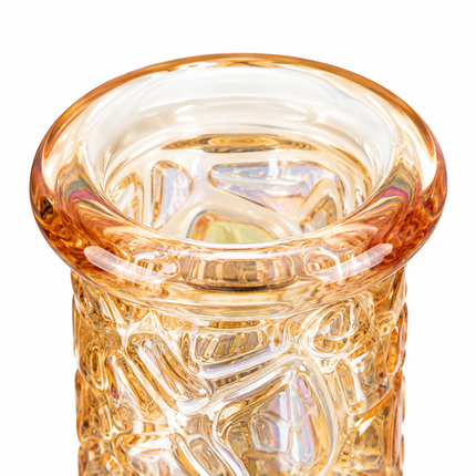 Honey Chrome Rose Gold Textured Straight Tube Glass Bong 14mm Bowl – 12 Inch