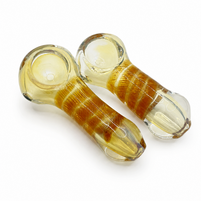 [2PC Bundle] Golden Caramel Handcraft Glass Pipes Amber Honey 3 inch